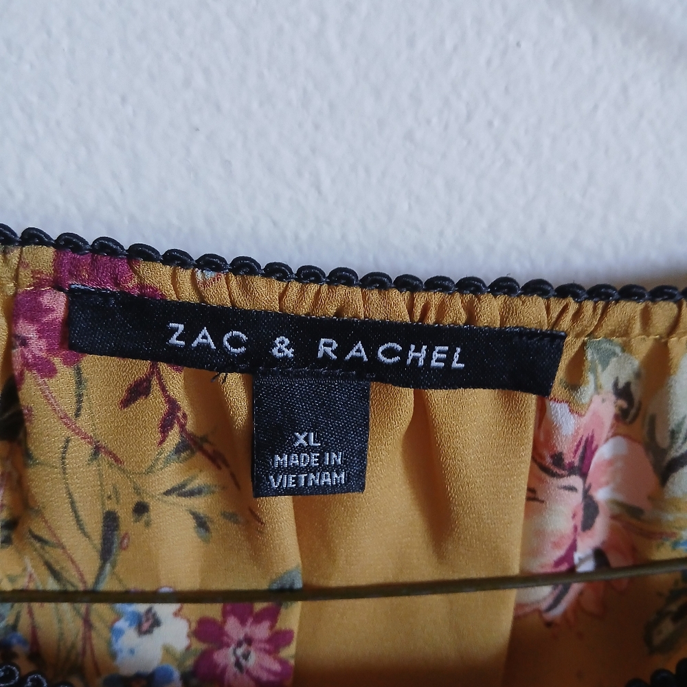 Zac & Rachel Women's Size XL Floral Keyhole Long Sleeve Yellow Multi Blouse - Picture 4 of 10